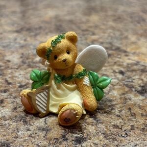 Cherished Teddies Bear with Harp - Green and Cream